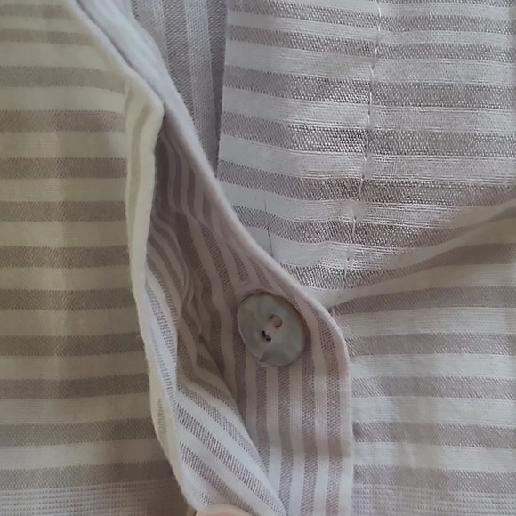 Zac & Rachel Cotton Grey Striped Lightweight Button Down - Size Lg - Picture 4 of 8